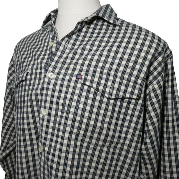 Vintage Ralph Lauren Polo Jeans Co L Black White Plaid Heavy Cotton Twill Shirt - Picture 7 of 10